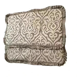 J Queen New York Luxembourg Set of 2 King Pillow Shams Ruffled Edges Taupe Beige